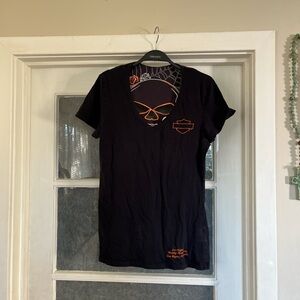 Harley-Davidson Black T-Shirt with Orange Accents and skull cut out